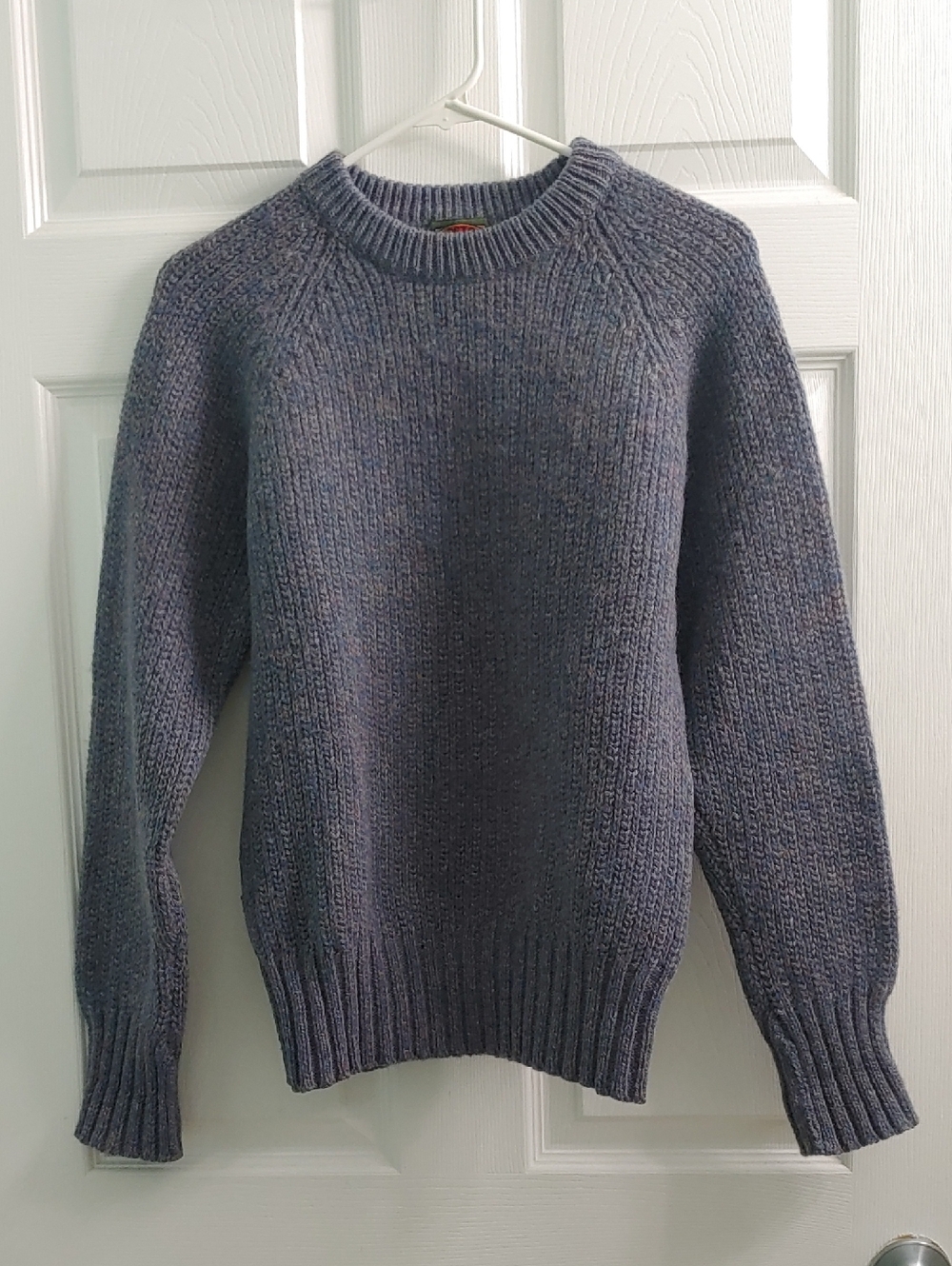 Vintage Boston Traders Wool Sweater Blue Chunky Knit Crewneck Unisex Size S